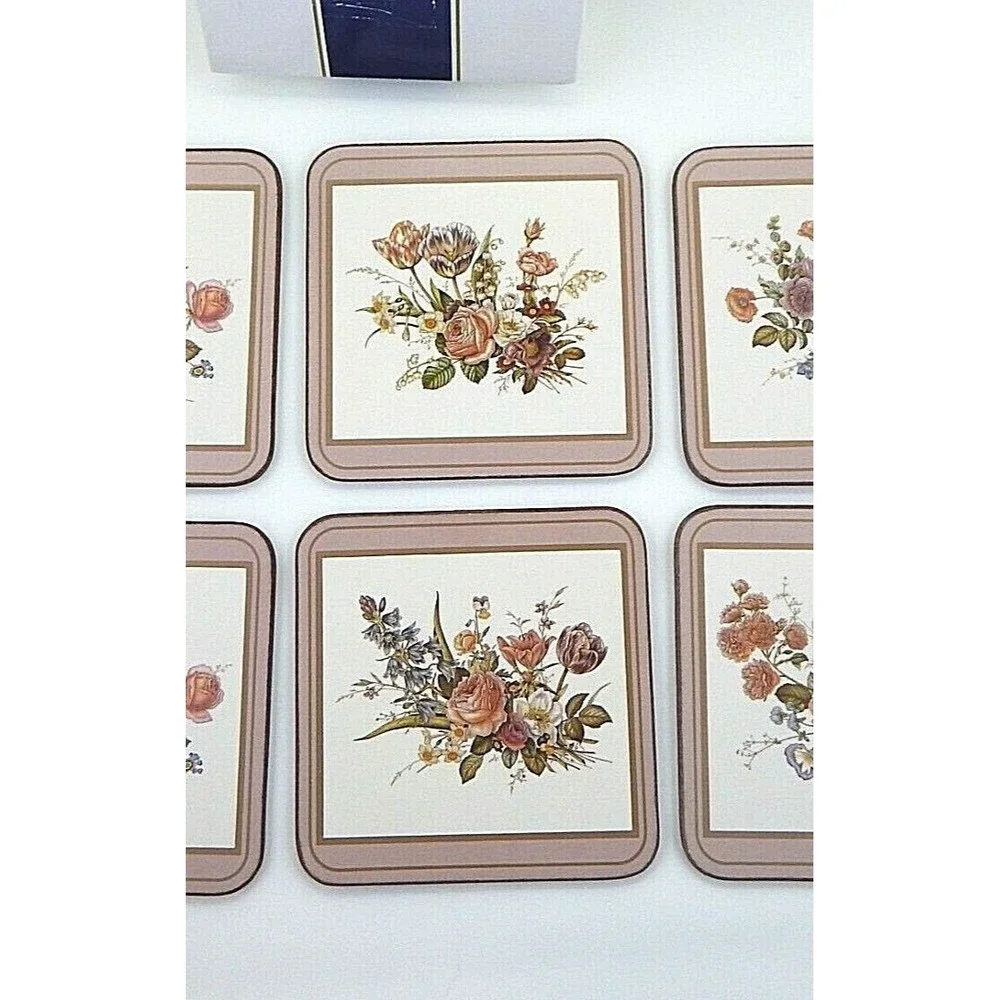 Pimpernel Floral Bouquet Coasters with Cork Backs Set of 6